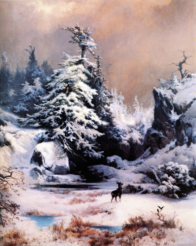  Thomas Moran Winter in the Rockies - Canvas Print