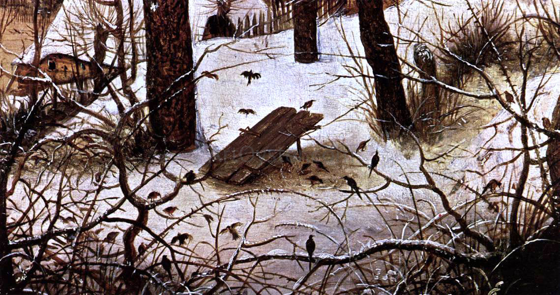  The Elder Pieter Bruegel Winter Landscape with Skaters and a Bird Trap (detail) - Canvas Print