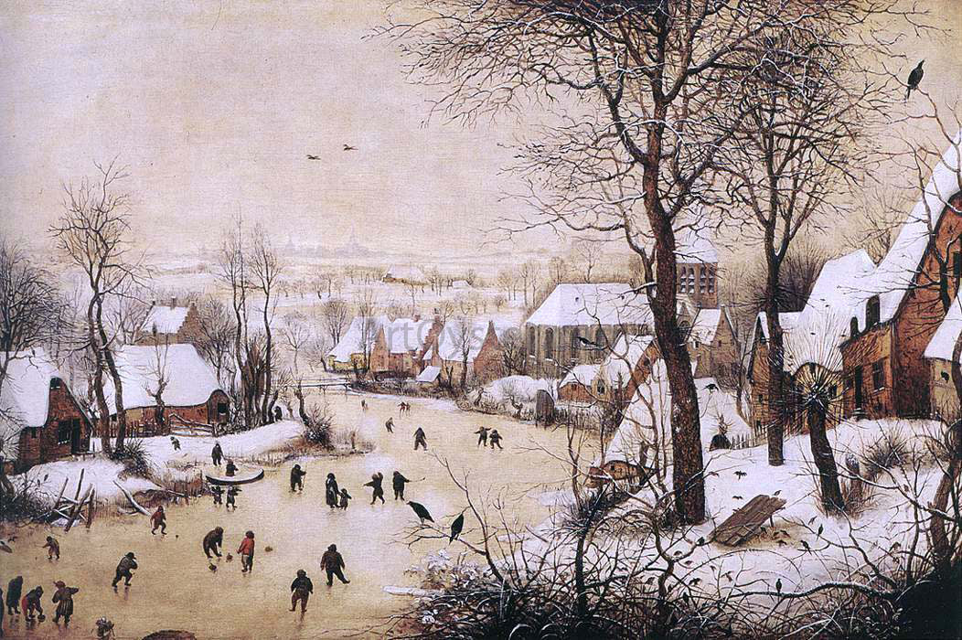  The Elder Pieter Bruegel Winter Landscape with Skaters and Bird Trap - Canvas Print