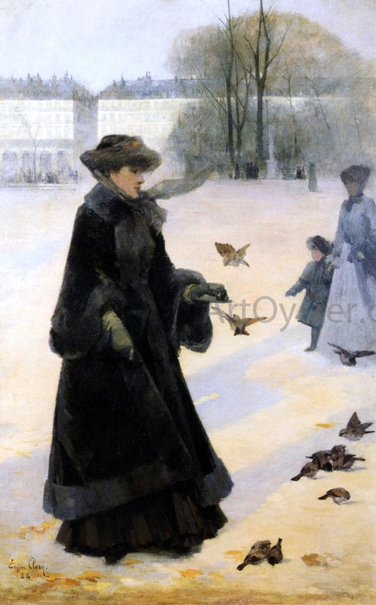  Jean Eugene Clary Winter Morning in the Tuileries Gardens, Paris - Canvas Print