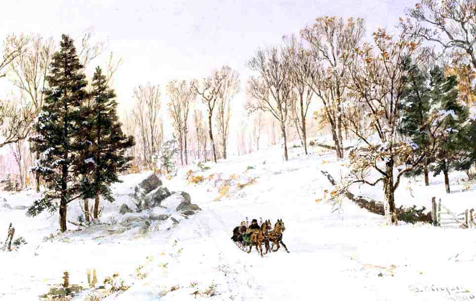  Jasper Francis Cropsey Winter on Rivensdale Road, Hastings-on-Hudson, New York - Canvas Print