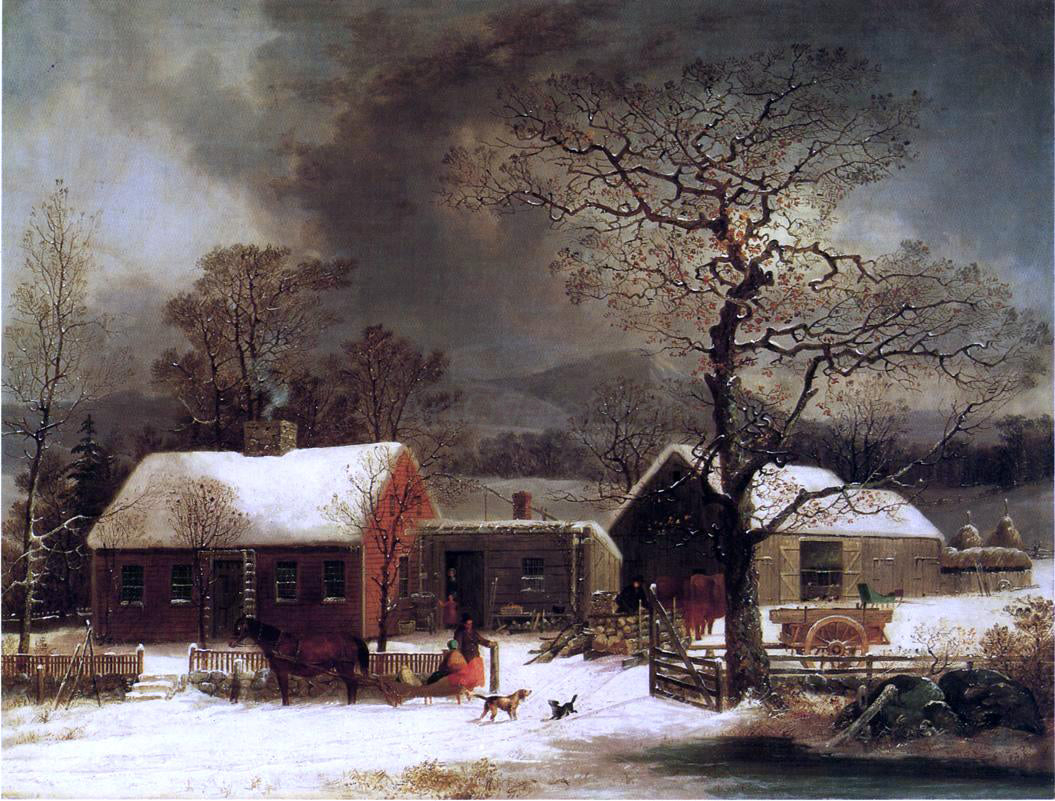 George Henry Durrie A Winter Scene in New Haven, Connecticut - Canvas Print