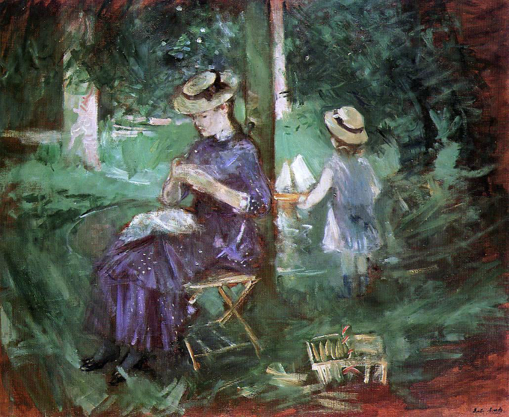  Berthe Morisot Woman and Child in a Garden - Canvas Print