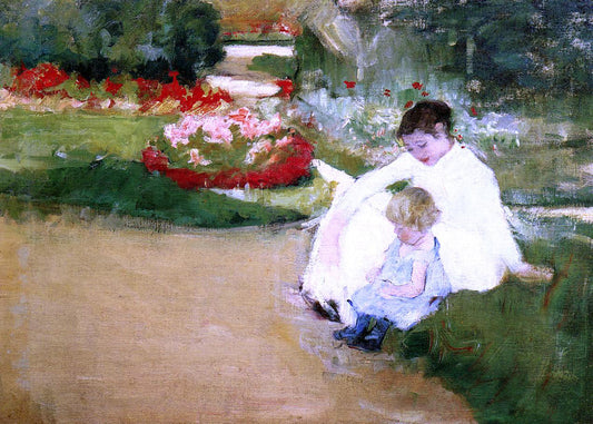  Mary Cassatt Woman and Child Seated in a Garden - Canvas Print