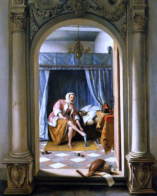  Jan Steen Woman at Her Toilet - Canvas Print