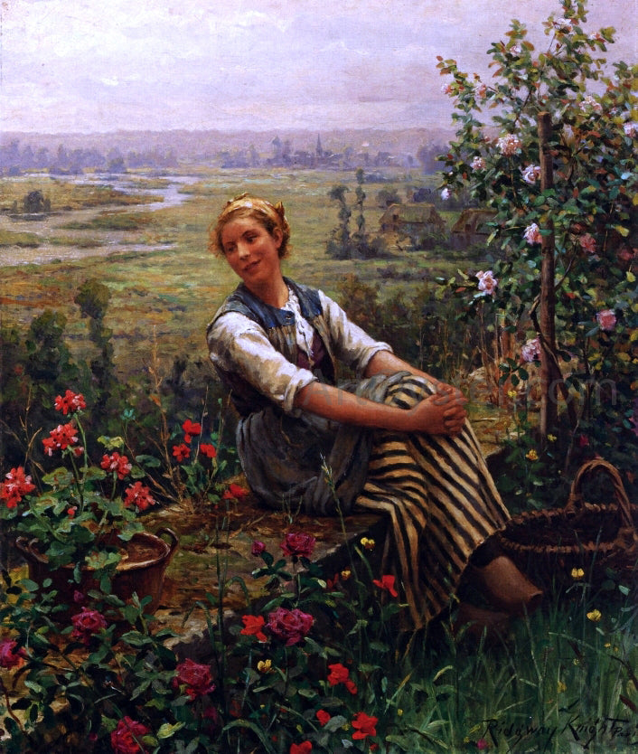  Daniel Ridgway Knight Woman at Rest - Canvas Print