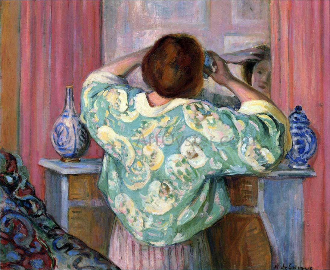  Henri Lebasque Woman Doing Her Hair at the Mirror - Canvas Print