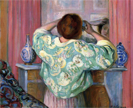  Henri Lebasque Woman Doing Her Hair at the Mirror - Canvas Print