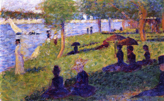  Georges Seurat Woman Fishing and Seated Figures - Canvas Print