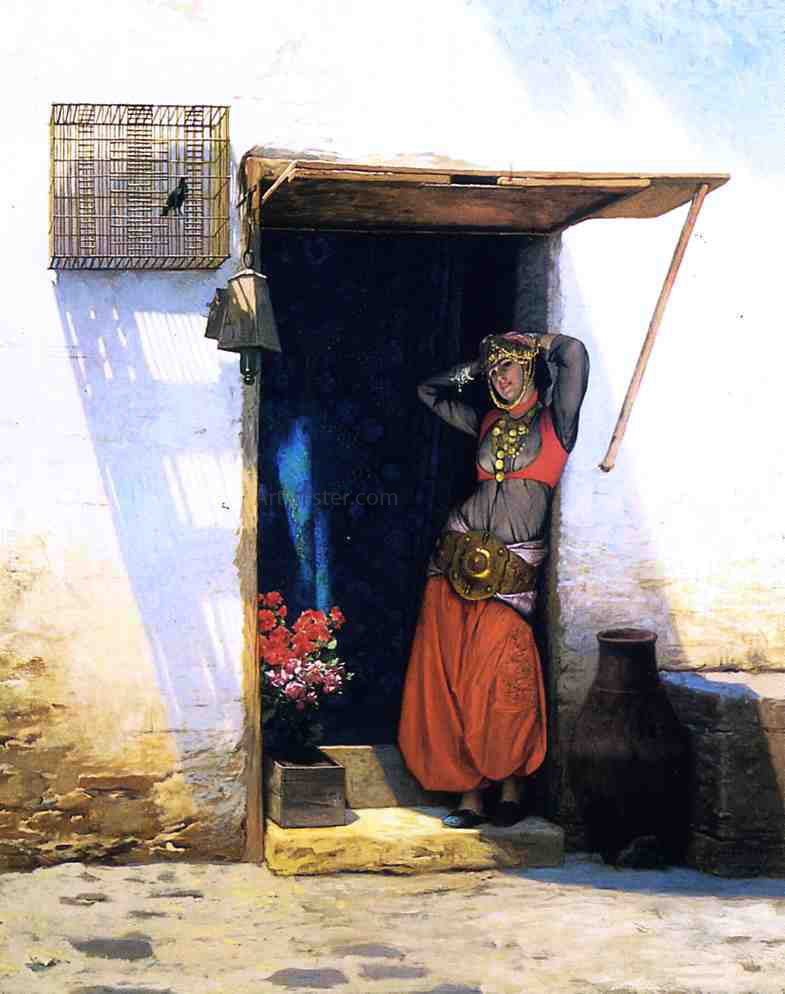  Jean-Leon Gerome Woman from Cairo at Her Door - Canvas Print