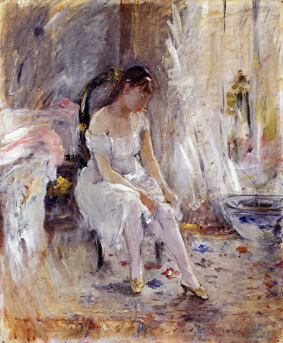 Berthe Morisot Woman Getting Dressed (also known as Young Woman Fastening Her St