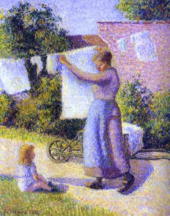  Camille Pissarro Woman Hanging Laundry - Canvas Print