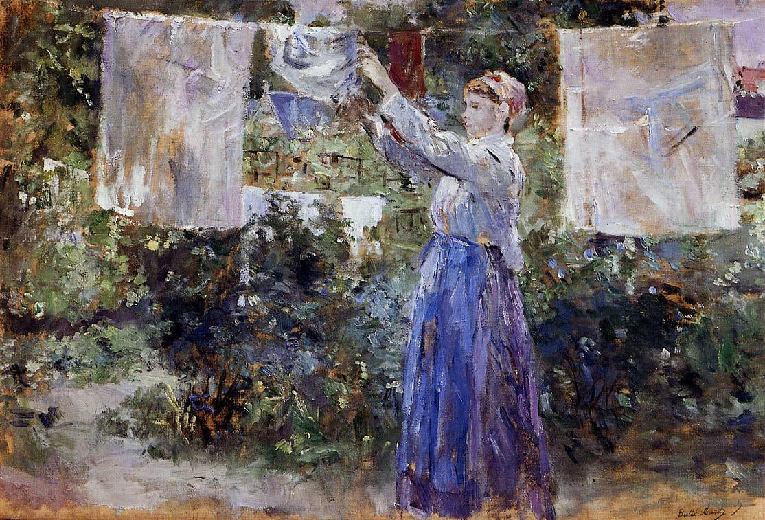  Berthe Morisot A Woman Hanging out the Wash - Canvas Print