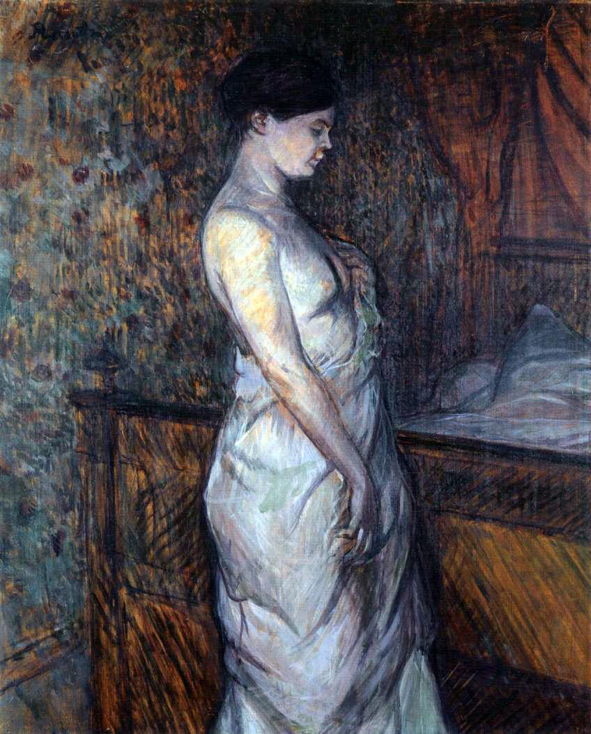  Henri De Toulouse-Lautrec Woman in a Chemise Standing by a Bed (also known as Madame Poupoule) - Canvas Print