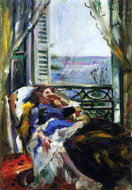  Lovis Corinth Woman in a Deck Chair by the Window - Canvas Print