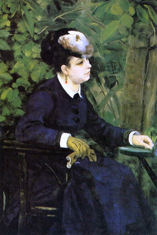  Pierre Auguste Renoir Woman in a Garden (also known as Woman with a Seagull) - Canvas Print