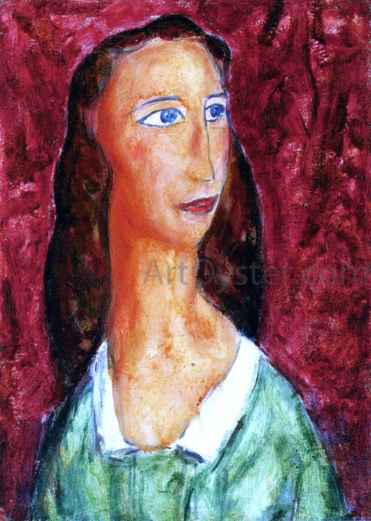  Alfred Henry Maurer Woman in a Green Dress with White Collar - Canvas Print