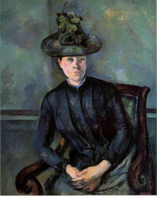  Paul Cezanne Woman in a Green Hat (also known as Madame Cezanne) - Canvas Print