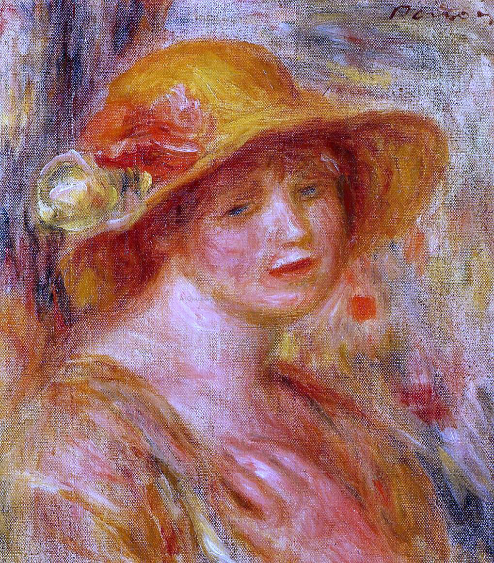  Pierre Auguste Renoir Woman in a Straw Hat - Canvas Print