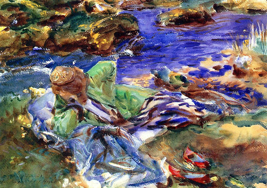  John Singer Sargent Woman in a Turkish Costume (also known as A Turkish Woman by a Stream) - Canvas Print