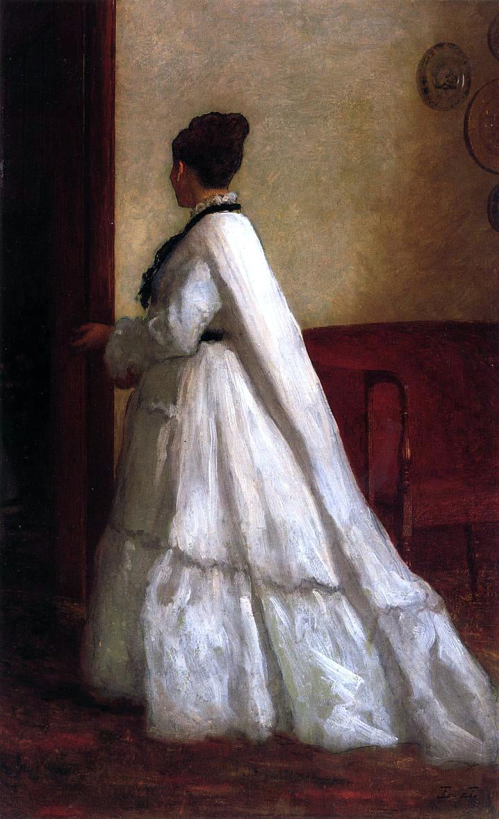  Eastman Johnson Woman in a White Dress - Canvas Print