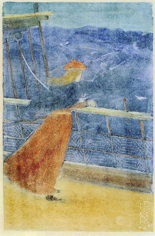 Maurice Prendergast Woman on Ship Deck, Looking out to Sea (also known as Girl at Ship's Rail) - Canvas Print