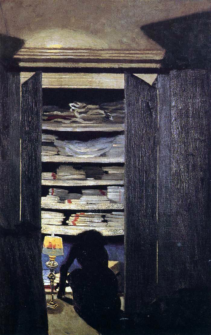  Felix Vallotton Woman Searching through a Cupboard - Canvas Print