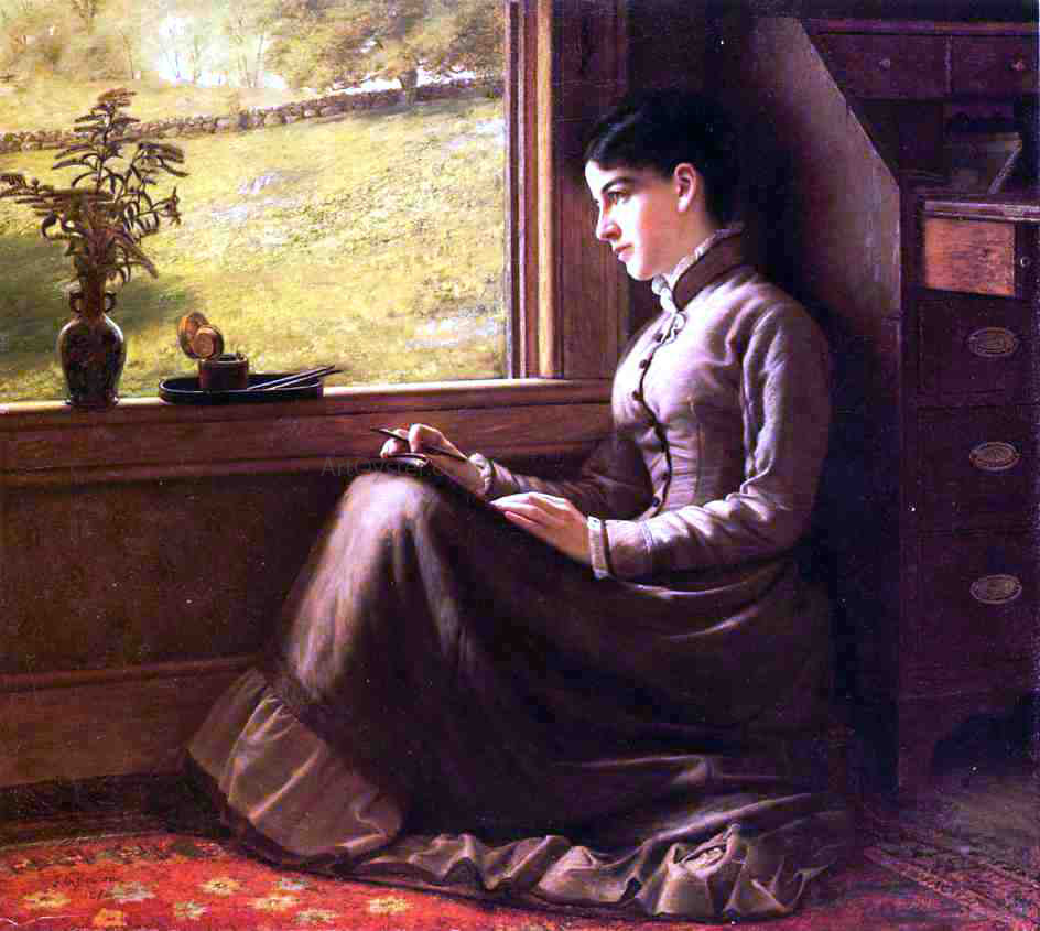  John George Brown Woman Seated at Window - Canvas Print