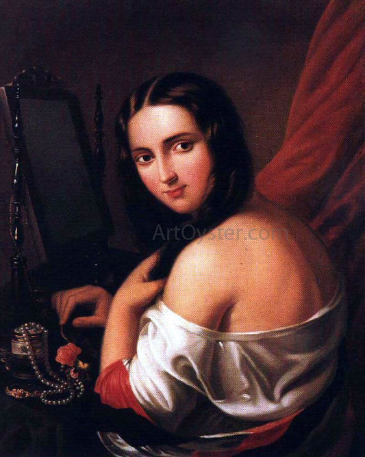  Jakab Marastoni Woman Seated Before a Mirror - Canvas Print