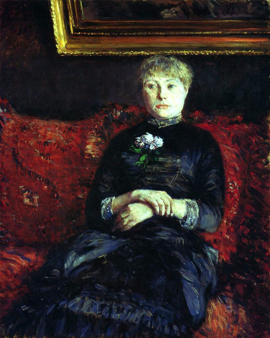  Gustave Caillebotte Woman Sitting on a Red-Flowered Sofa - Canvas Print