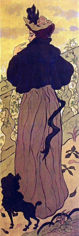  Paul Ranson Woman Standing at a Balustrade with a Poodle - Canvas Print