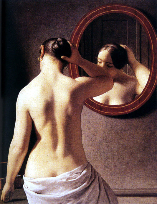  Christoffer Wilhelm Eckersberg Woman Standing in front of a Mirror - Canvas Print