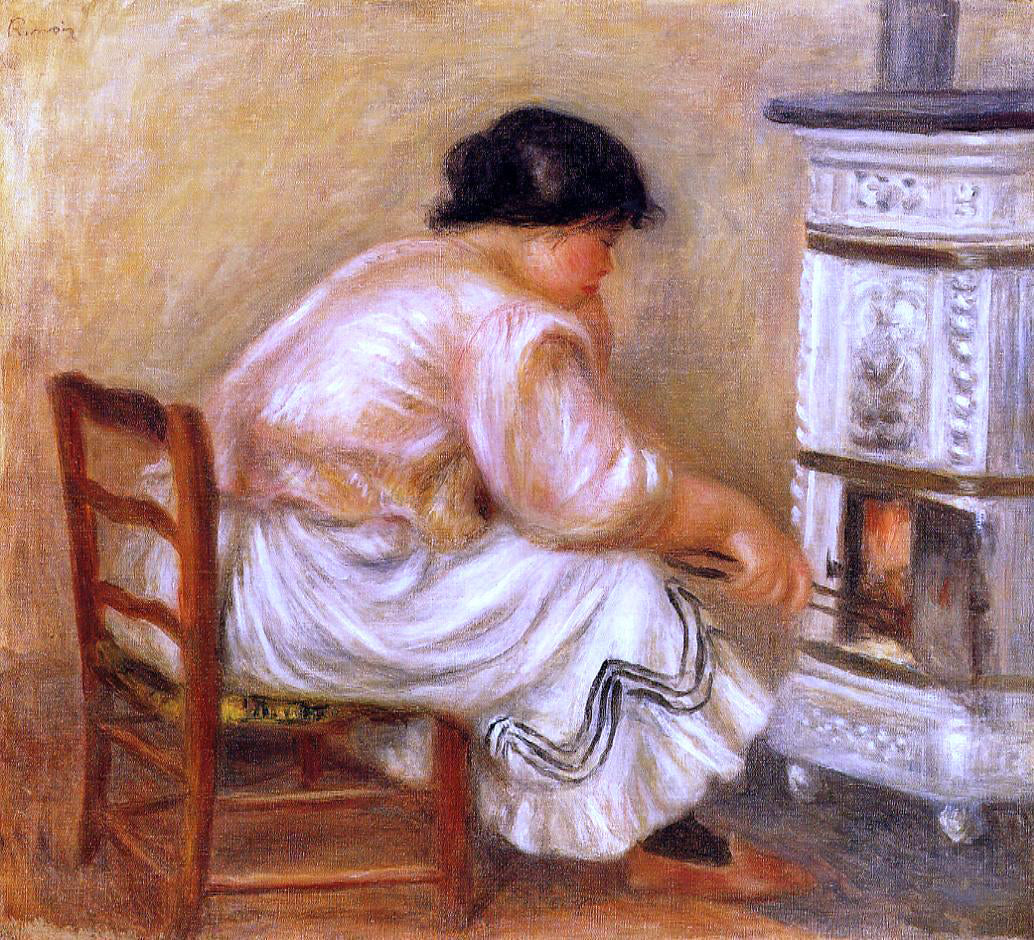  Pierre Auguste Renoir Woman Stoking a Stove - Canvas Print