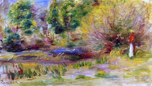  Pierre Auguste Renoir Woman Wearing a Hat in a Landscape - Canvas Print