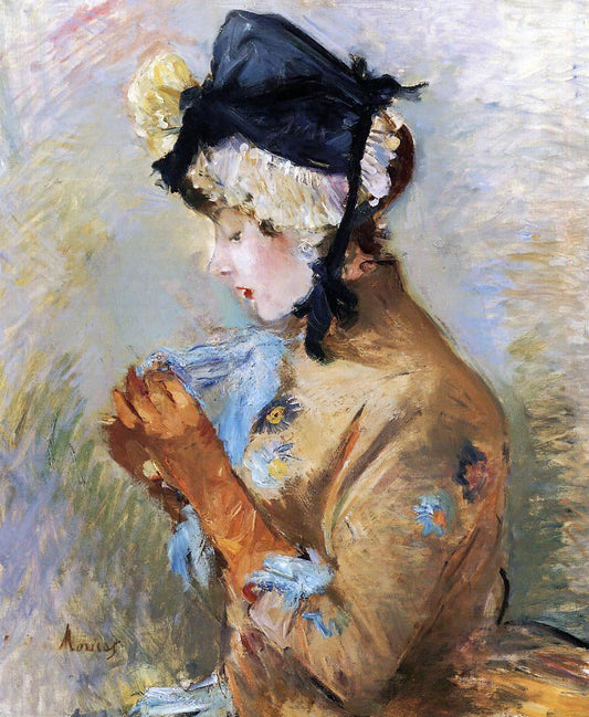  Berthe Morisot Woman Wearing Gloves (also known as The Parisian) - Canvas Print