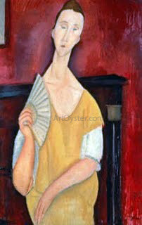  Amedeo Modigliani Woman with a Fan - Canvas Print