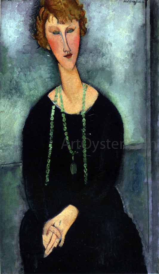  Amedeo Modigliani Woman with a Green Necklace (also known as Madame Menier) - Canvas Print
