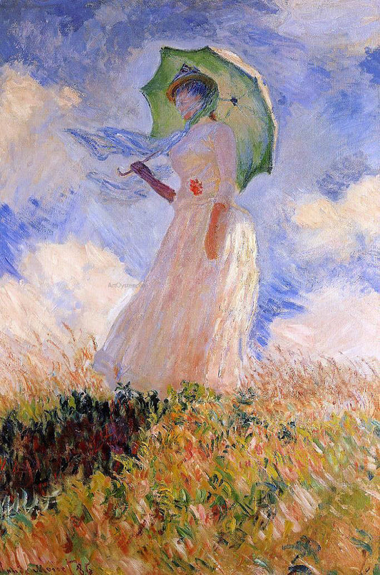  Claude Oscar Monet A Woman with a Parasol (also known as Study of a Figure Outdoors (Facing Left)) - Canvas Print