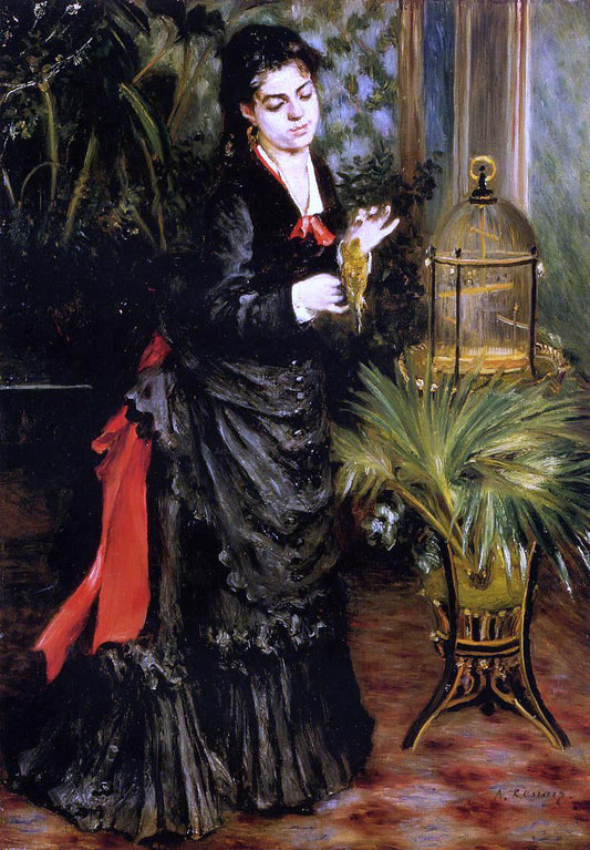  Pierre Auguste Renoir Woman with a Parrot (also known as Henriette Darras) - Canvas Print