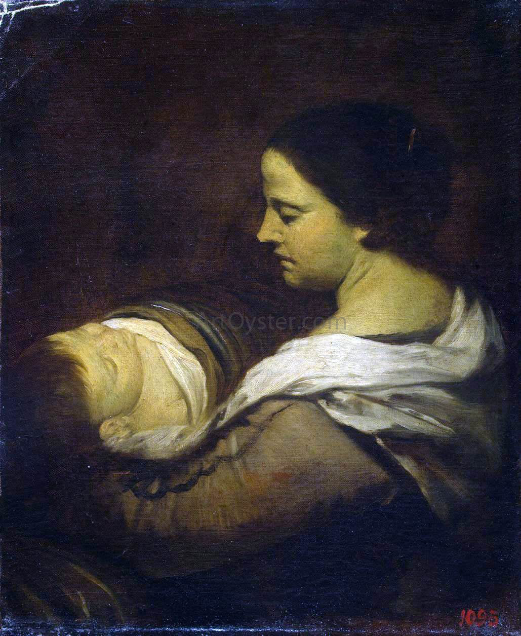  Juan Bautista Martinez Del Mazo Woman with a Sleeping Child - Canvas Print