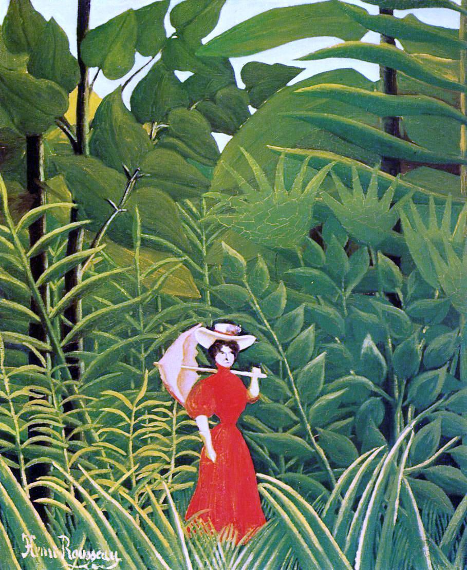 Henri Rousseau Woman with an Umbrella in an Exotic Forest - Canvas Print