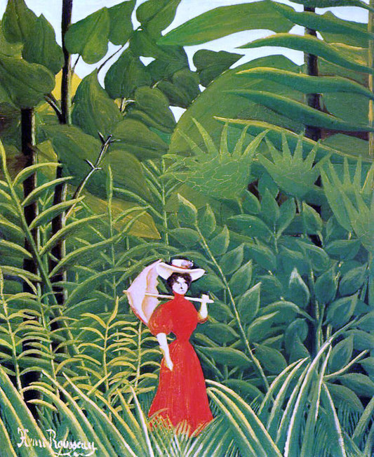  Henri Rousseau Woman with an Umbrella in an Exotic Forest - Canvas Print