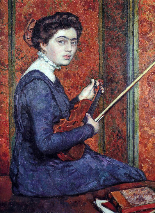  Theo Van Rysselberghe Woman with Violin (also known as Portrait of Rene Druet) - Canvas Print