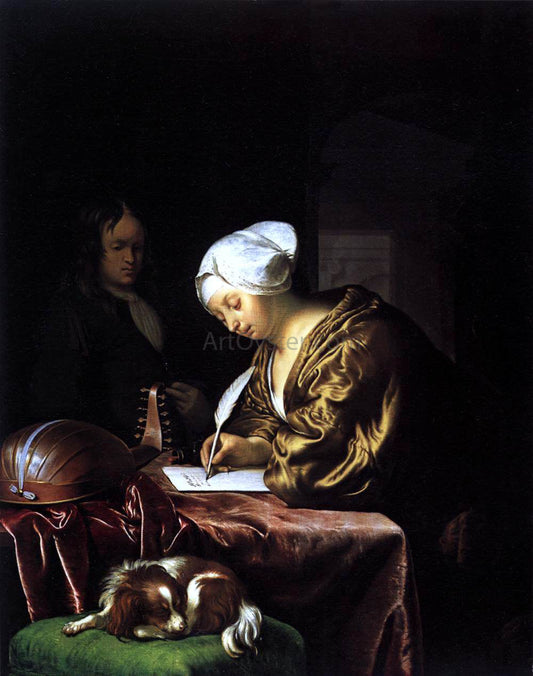  The Elder Frans Van  Mieris Woman Writing a Letter - Canvas Print