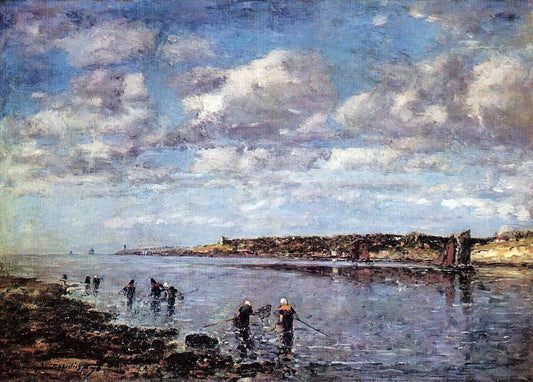  Eugene-Louis Boudin Women Fishing for Shrimp at Kerhor - Canvas Print