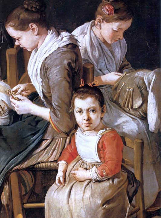 Giacomo Ceruti Women Working on Pillow Lace (detail) - Canvas Print