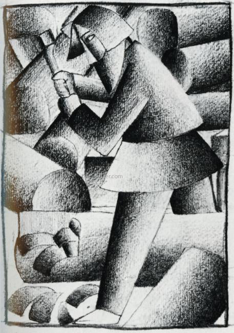  Kazimir Malevich Woodcutter - Canvas Print