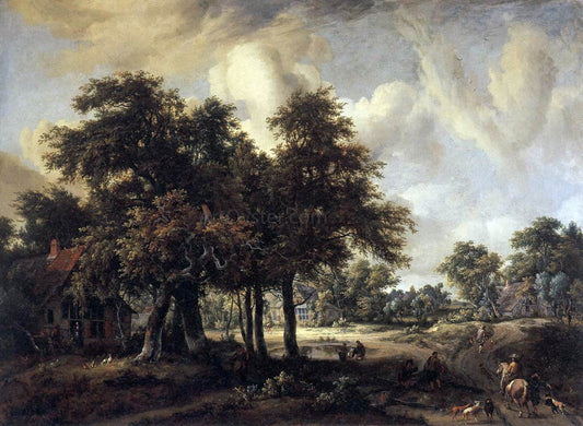  Meyndert Hobbema Wooded Landscape with Cottages - Canvas Print