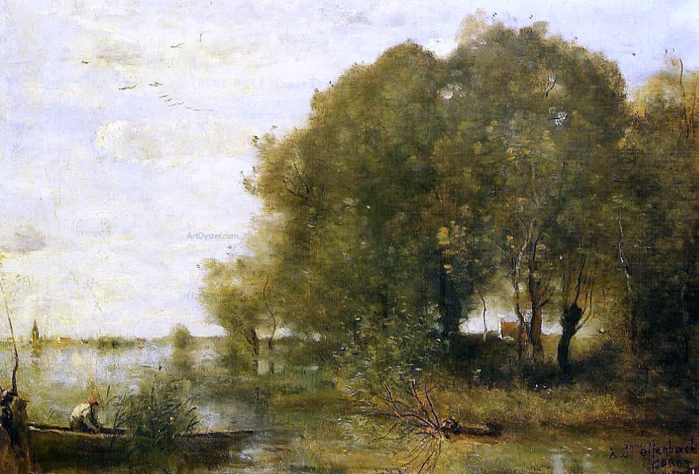  Jean-Baptiste-Camille Corot Wooded Peninsula - Canvas Print