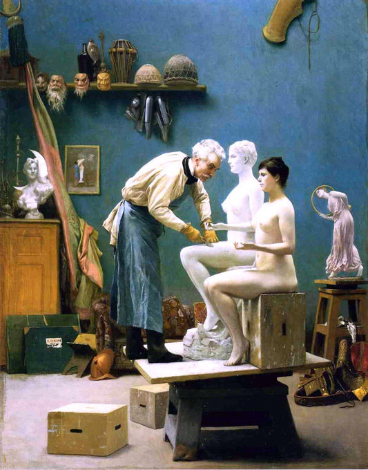  Jean-Leon Gerome Working in Marble - Canvas Print